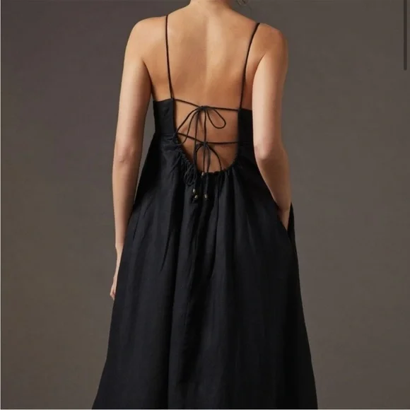 Anthropologie Maeve Linen Double Tie Back Maxi Dress Size 1X - Picture 4 of 10